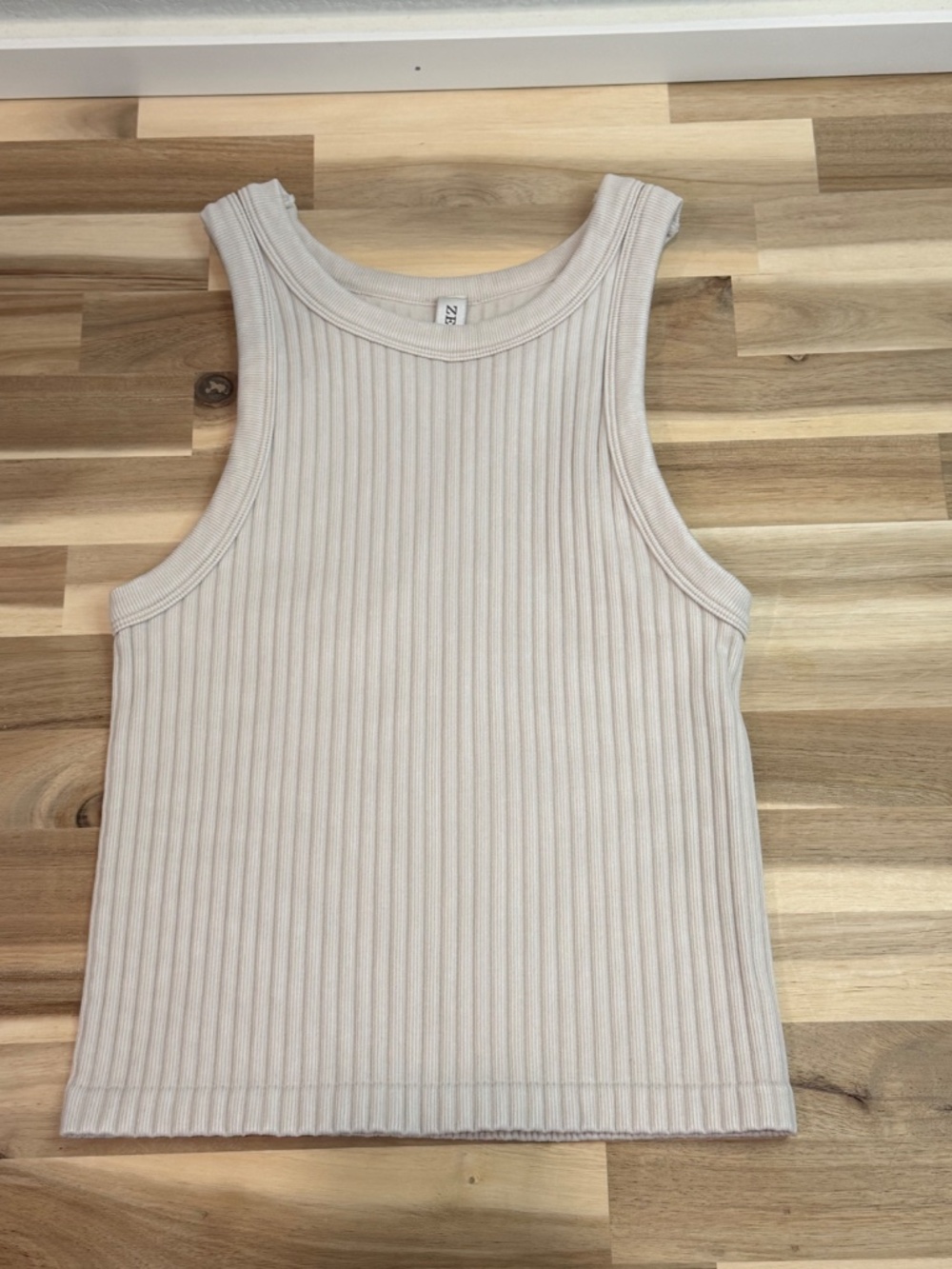 Zenana Ribbed Seamless Tank Sand Beige | Size S/M
